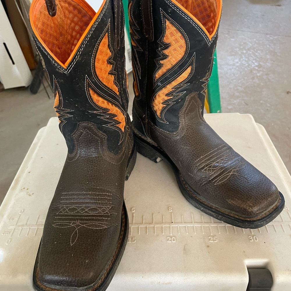 Ariat Brown and Orange Western Boots